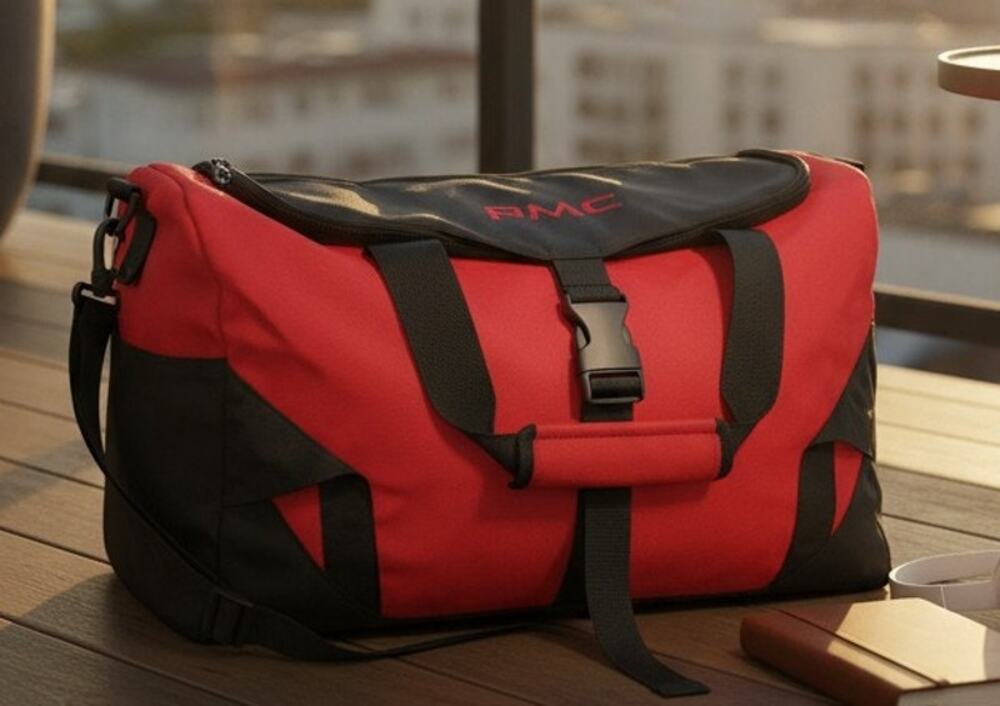 TIME Magazine Duffel Bag Red Black Gym Overnight Carry-On Travel Bag, 14x11x8